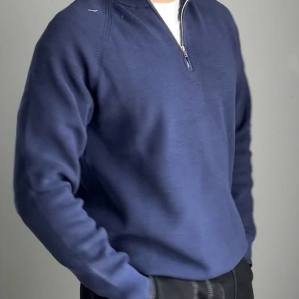 Men's Navy Zip-Up Sweater